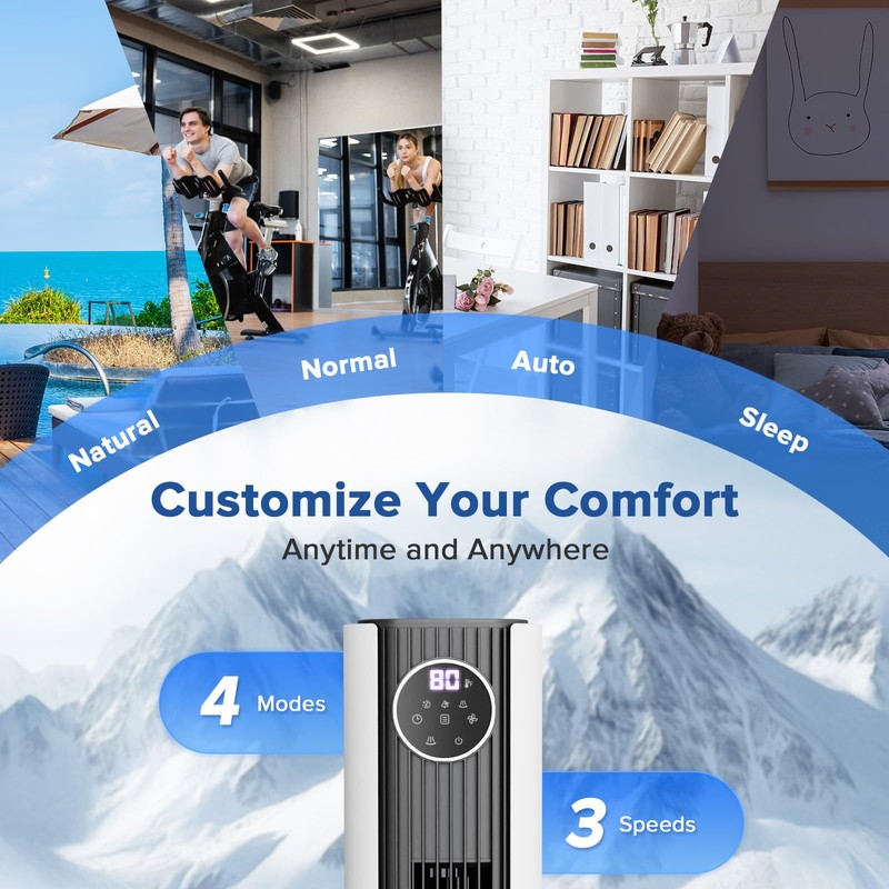 Electactic Tower Fan for Bedroom 25ft/s Standing Fan 85° Oscillating