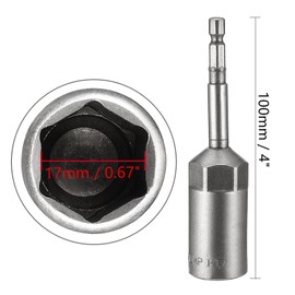TOP-VIGOR 17mm Nutsetter Screwdriver Set, 1/4" Hex Shank Quick Change 100mm Length Metric Socket Set for Woodworking, Car Repair, Machine Maintenance, Furniture