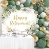 Mocsicka Happy Retirement Backdrop Eucalyptus Leaves Retirement Party Decorations Sage
