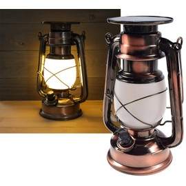 ChiliTec Campinglampe Solar 23,5cm Dimmbar Retro Optik Solarlampe tauschbarer Akku aufladen Solarpanel Beleuchtung für Camping Zelten Tischleuchte Licht Warmweiß