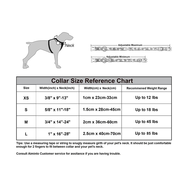 Aiminto Dog Collar, Cute Floral Pattern, Soft and Adjustable Collar