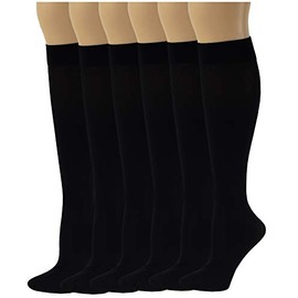 SUMONA 6 Pairs Women Opaque Spandex Knee High Trouser socks (9-11, Black)