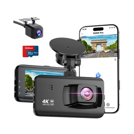 Dash Cam Front and Rear WiFi Dashcam, 4K+1080P Dual Dash Camera for Cars with 64GB SD Card, 3.0" IPS Dashcam with Reverse Assist, App Control, 24H Parking Mode, Super Night Vision, Support Max 256GB