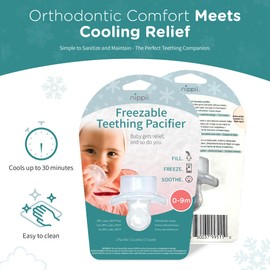 Nippii Freezable Orthodontic Pacifier for Teething - Orthodontic Design Teething Pacifier for Baby Teething Relief - Medical Grade Silicone Pacifier