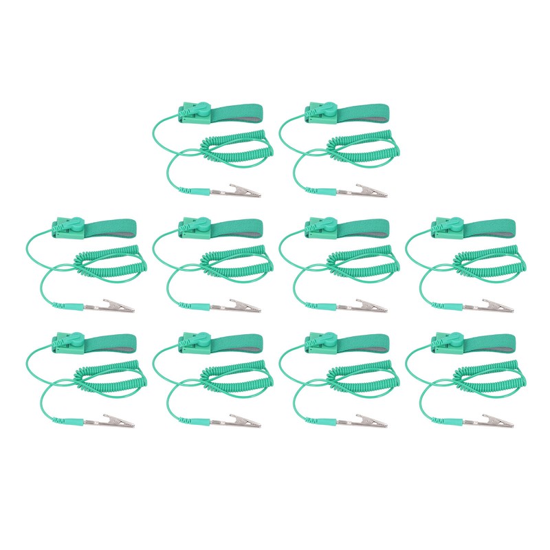 10Pcs Anti Static Wrist Strap PU Adjustable 1MΩ Resistor Long