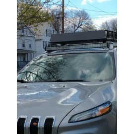 DY Fit 14+ Jeep Cherokee KL 42''Curved LED Light Bar+No Drill Roof Rails Mount Kits