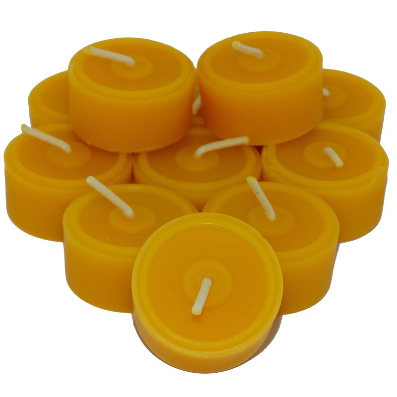 Bienenzauber 24 Beeswax Tealights Made from Pure Beeswax, Handmade Directly