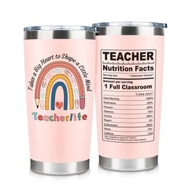 VivaJoy Teacher Gifts, Gifts for Teachers, Pink Stainless Steel Tumbler with Carefully Designed Cute Sweet Stationery and Heart Pattern, Thank You Teachers Gift for Women