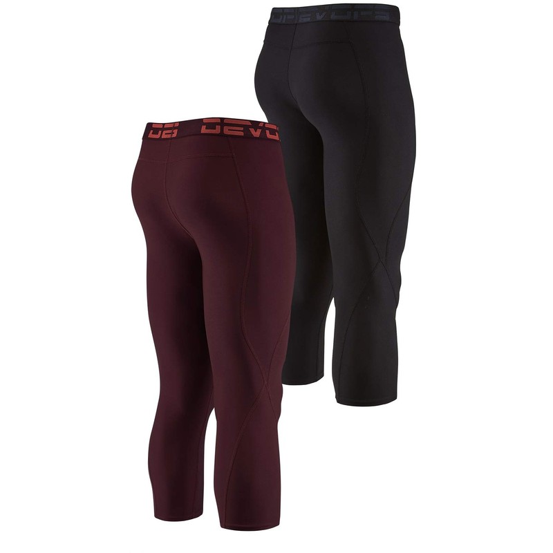 DEVOPS 2 Pack Men's 3/4 Compression Pants Athletic Leggings (Small,