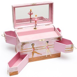 Enchantmints Musical Ballet School Jewelry Box for Girls Ballerinas Spin to Swan Lake 4 Drawers