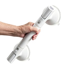 Shower Handle, No Drilling, up to 110 kg, Shower Handle with Suction Cup for Seniors, Non-Slip Bath Handle for Bathroom and Toilet, White