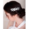 Chargances Bridal Wedding Flower Hair Comb Gold Leaf and Crystal