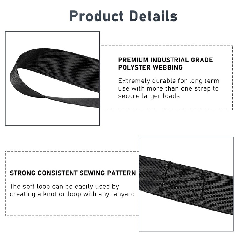 Wevdn 8 PCS Soft Loop Tie Down Straps, 1.1"x 18"
