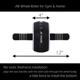 A.F.N.A.L Rodillo de rueda AB para hombres y mujeres, ejercicio abdominal, ejercicio para gimnasio y hogar, equipo de entrenamiento de fuerza con rodillera (blanco y negro), 12 pulgadas de ancho