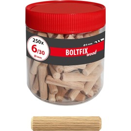 TOX Boltfix 015200101 Wooden Dowels M Wood 6 x 30 mm Corrugated Dowels Solid Beech Pack of 250