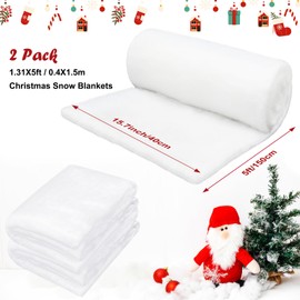 2 Pack Christmas Snow Blanket Roll, 15.7 Inch x 5 Feet Fake Snow Blanket for Christmas Village, Thick White Soft Fluffy Snow Artificial Snow Blankets for Xmas Tree, Mantle, Winter Wonderland Party