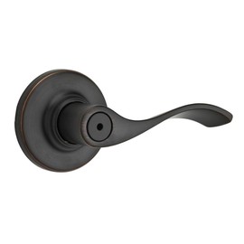Kwikset Balboa Interior Privacy Door Handle with Lock, Door Lever for Bathroom and Bedroom, Venetian Bronze Reversible Keyless Turn Lock, with Microban Protection