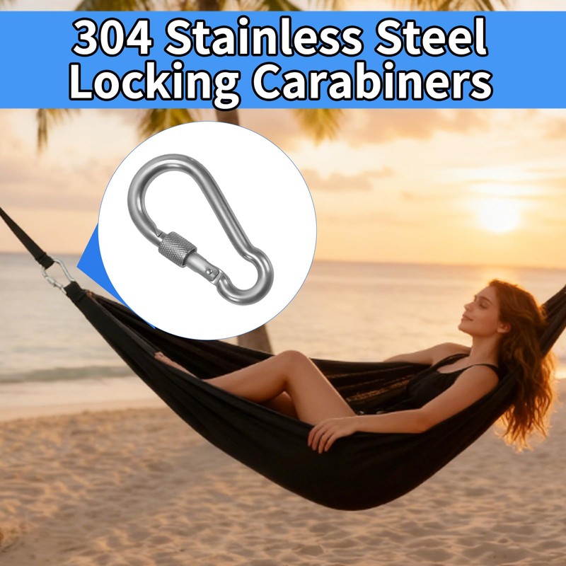 MCSDFN 2 Pcs 304 Stainless Steel Locking Carabiners 4 Inch