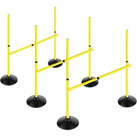 Adjustable Height Agility Hurdle Set Multi-Function Soccer Trainning Pole Set Coaching Sticks with Rubber Base - Color: 4.9 FT, Style Name: Pack of 3