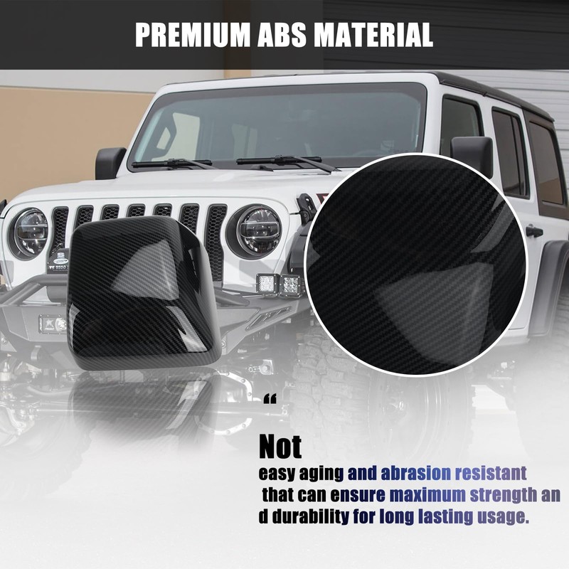 Carbon Fiber Direct Replacement Mirror Cover for 2018-2025 Jeep Wrangler