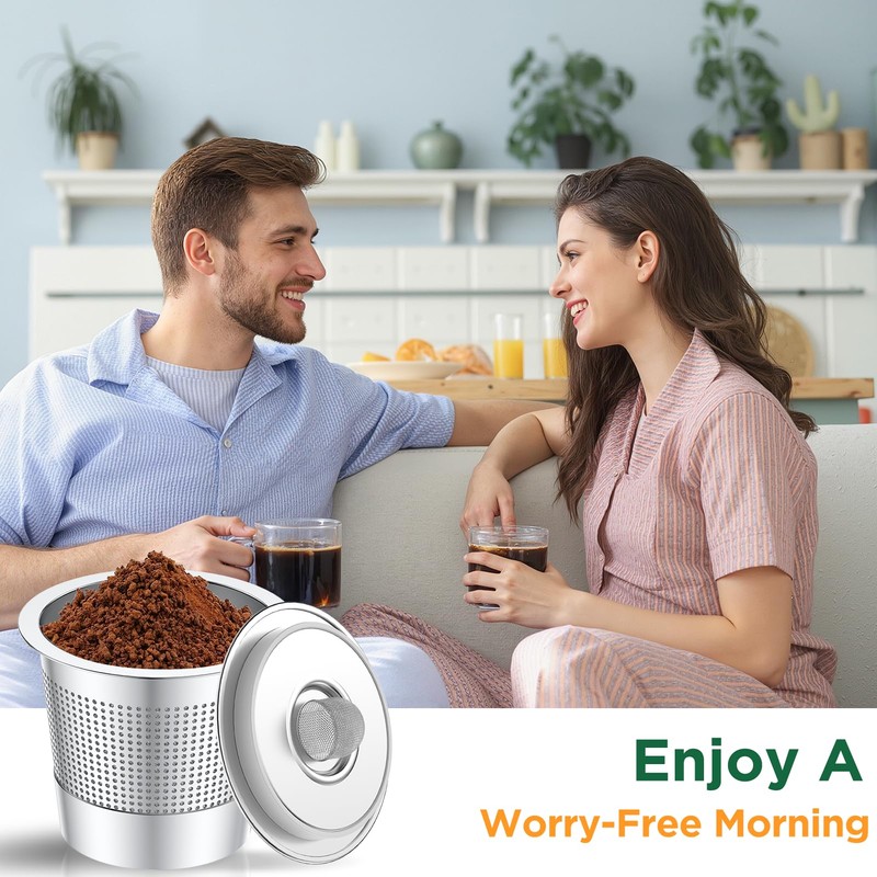 AANQQ Reusable K Cups for Keurig: Upgraded Dual-Layer Mesh Stainless