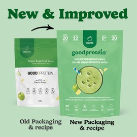 Good Protein Greens Superfood Powder Juice - 100% Natural Digestive Enzyme Greens Powder | Vegan Non-GMO Gluten Free Vitamins Green Powder - Organic Alfalfa Wheat Barley Grass Spirulina Powder | 225g Green Apple