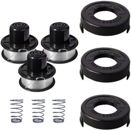 Trimmer Spools for Black and Decker RS-136 Weed Eater GE600 CST800 ST1000 ST4000 ST4500 ST6800 RS-136 with 20ft 0.065" String Trimmer Refills Parts Auto-Feed,RS-136-BKP Replacement Spool (3 Pack)