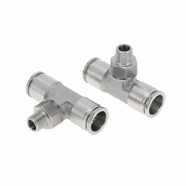 RATCHROLL Push to Connect Air Fittings 5/8" t Type Air Line Quick Joint 304 Stainless Steel 1/4"BSPT 2 Pcs Silver Tone