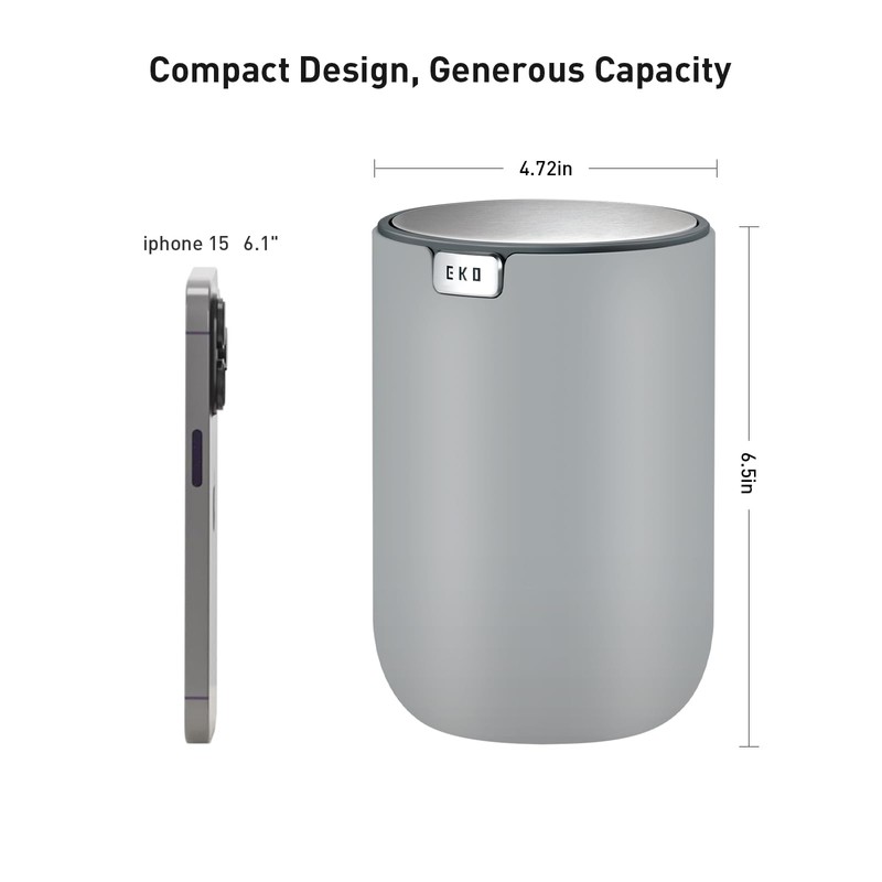 EKO Mini Desk Trash Can with Swing-Top Lid 0.4 Gallon