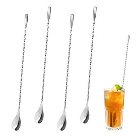 Set of 4 bar spoons, cocktail spoons, long cocktail spoons, muddler cocktail, cocktail pestle, cocktail accessories, bar accessories, cocktail bartender, ideal for mixing and storing drinks.