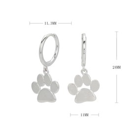 Dainty Paw Charm Cartilage Small Hoop Dangle Drop Earrings for Women Girls Sensitive Ear Sterling Silver 14K Gold Plated Minimalist Animal Paw Dog Cat Pet Sleeper Huggie Hoops Hypoallergenic Fashion Jewelry Gift (Silver)