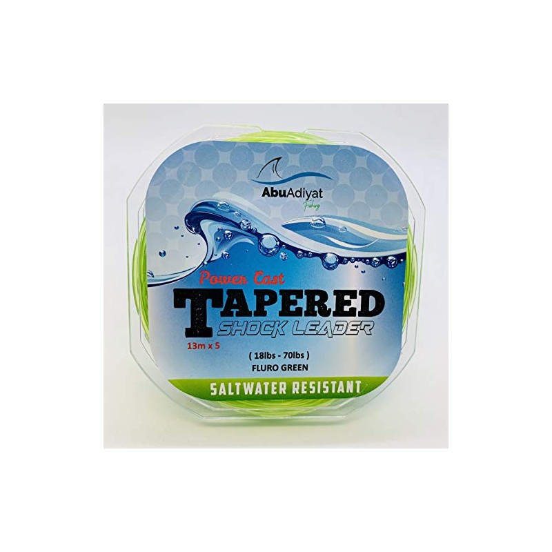 POWER CAST TAPERED SHOCK LEADER (Fluro Green, 18-70lbs)