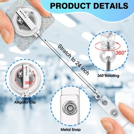 Xipromi Allergic to Negative Energy Badge Reels Retractable Glitter with Clip, Funny Sarcastic Badge Holder for Mental Health Medical Professional Health Care, Good Energy Badge Clip for Nurse