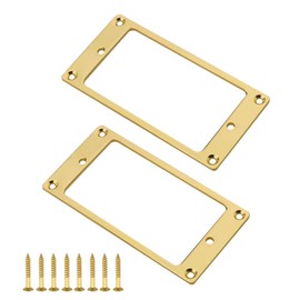 Create idea Pack of 2 Gold Humbucker Pickup Mounting Rings with Screws Fittings 92 x 45.5 x 2 mm Flat Metal Pickup Cover Frame for Spare Parts for Electric Guitars