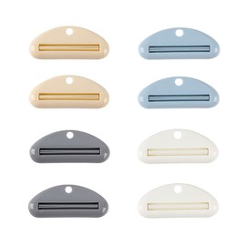 Dzsomt Toothpaste Dispenser 8 Pieces Toothpaste Squeezer Toothpaste Dispenser Tube Squeezer Plastic Toothpaste Clips Tube Squeezer Tube Emptyer (Beige Grey White Blue)