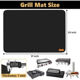 SMART HOME CHEF Grill Mats for Outdoor Grill to Protect Your Prep Table and Outdoor Grill Table - Fire Proof,Heat Resistant, Water Proof, Oil Proof BBQ Mat -Extra Thickness 1mm (24x31in)