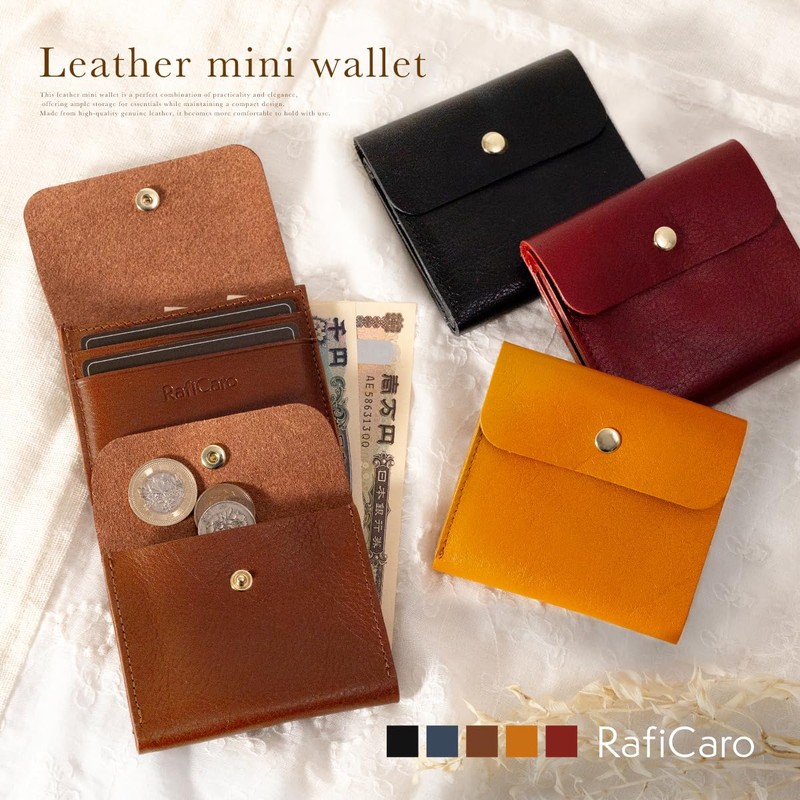 RafiCaro Women's Bifold Wallet, Genuine Leather, Italian Leather, Flap, Mini