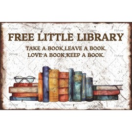 Little Library Tin sign Little Library Wall decor Little Library Poster Metal Sign Funny Library Metal Tin Sign Library Decor Metal Tin Poster 12x16 Inch