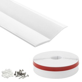 Piclafe Garage Door Seal Top and Sides, Garage Door Weather Stripping, Universal Garage Door Trim Weatherproofing Seal Strips with Adhesive Backing and Screws, White, 34.4FT