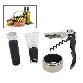 4 in 1 Stainless Steel Wine Tool Gift Set Bottle Opener Corkscrew Stopper Pourer