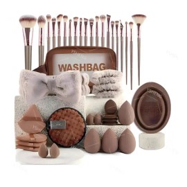 42 Pcs Brochas Maquillaje Profesional Esponjas Neceseres                                                                                              