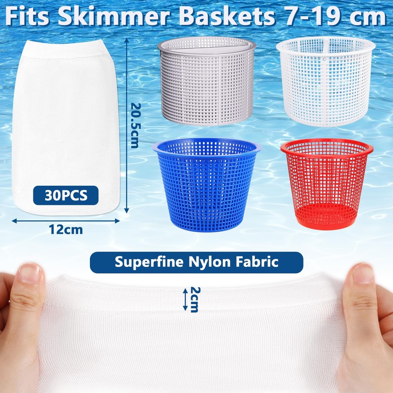 POWZOO 30 pieces pool skimmer socks, filter socks, pool, skimmer