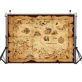 WOLADA Pirate Treasure Map Backdrop 7x5FT 12448