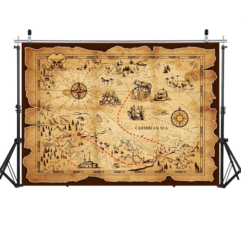 WOLADA Pirate Treasure Map Backdrop 7x5FT 12448
