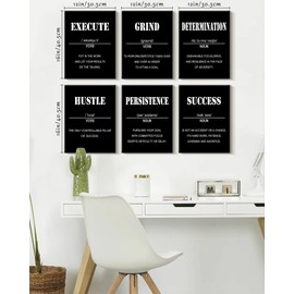 KUVIOKE Motivational Wall Art Inspirational Quotes Framed Wall Decor Encouraging Office Prints Positive Affirmations Sayings for Classroom Bedroom Living Room Ready to Hang Set of 6, 12x16in (Framed)