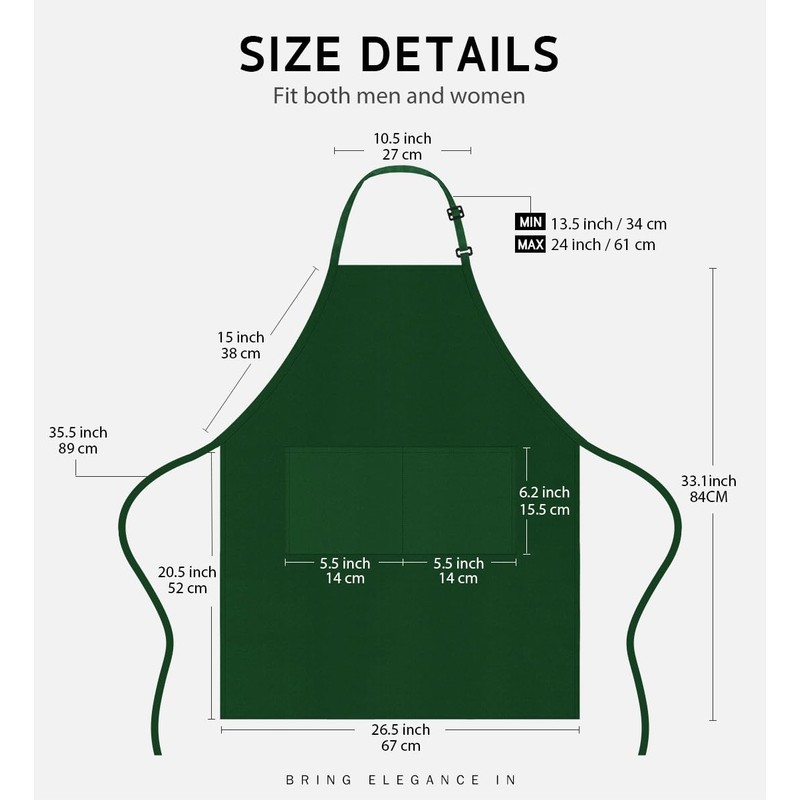 Syntus 12 Pack Bib Apron, Unisex Aprons Adjustable Waterdrop Resistant