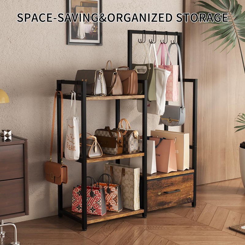 Baomengya Handbag Organizer - 3 Tier Purse Storage Rack with