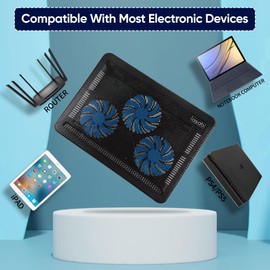 ASAB Laptop Cooling Pad with 3 Ultra Quiet Fans Portable Lightweight Laptop Cooler Pad Ventilated Support Adjustable Height and Dual USB Port Gaming Laptop Cooling Stand Fits 12" to 17" Laptops