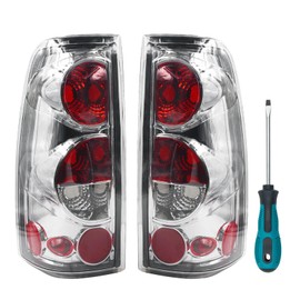 Tail Light Compatible With 1999-2006 Chevy Silverado 1500 2500 3500 2007 Classic, 1999-2002 GMC Sierra 1500 2500 3500 Driver and Passenger Side Taillights without Bulb Clear