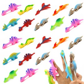 Landrain Pack of 20 Slingshot Dinosaur Finger Toy, Slingshot Dinosaur, Dino Party Toy, Random Colour